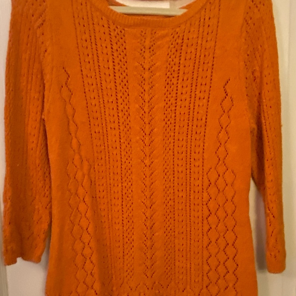 New York & Company Vibrant Orange Knit Sweater